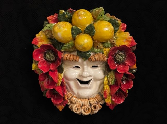 Maschera sorriso con Limoni&Papaveri 35x35