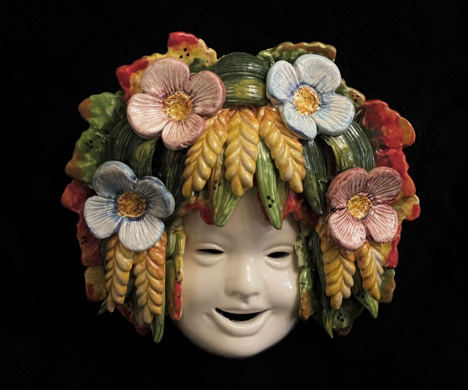 Maschera 25x25 con fiori e grano 
