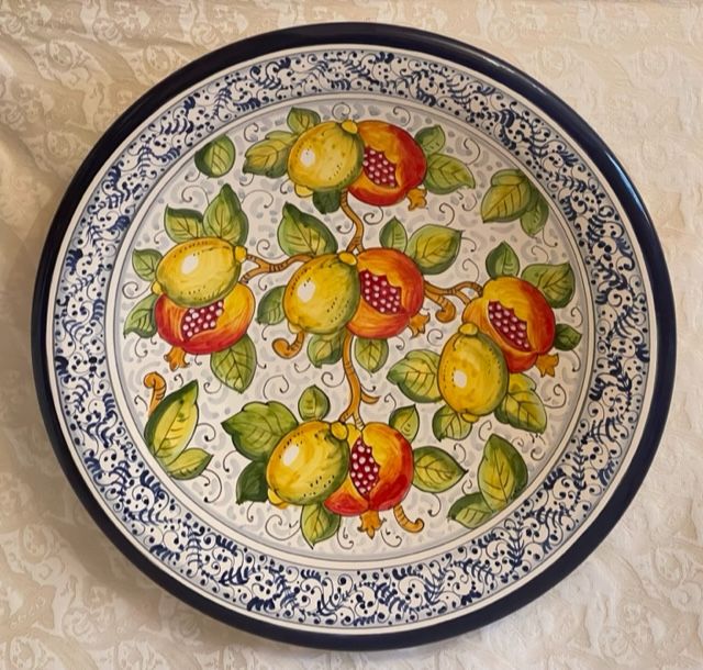 Plate D52 Pomegranates&Lemons with blue crown